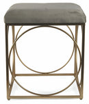 Sgabello Quadrato 40x40x46 cm in Ferro e Velluto Soriani Tortora