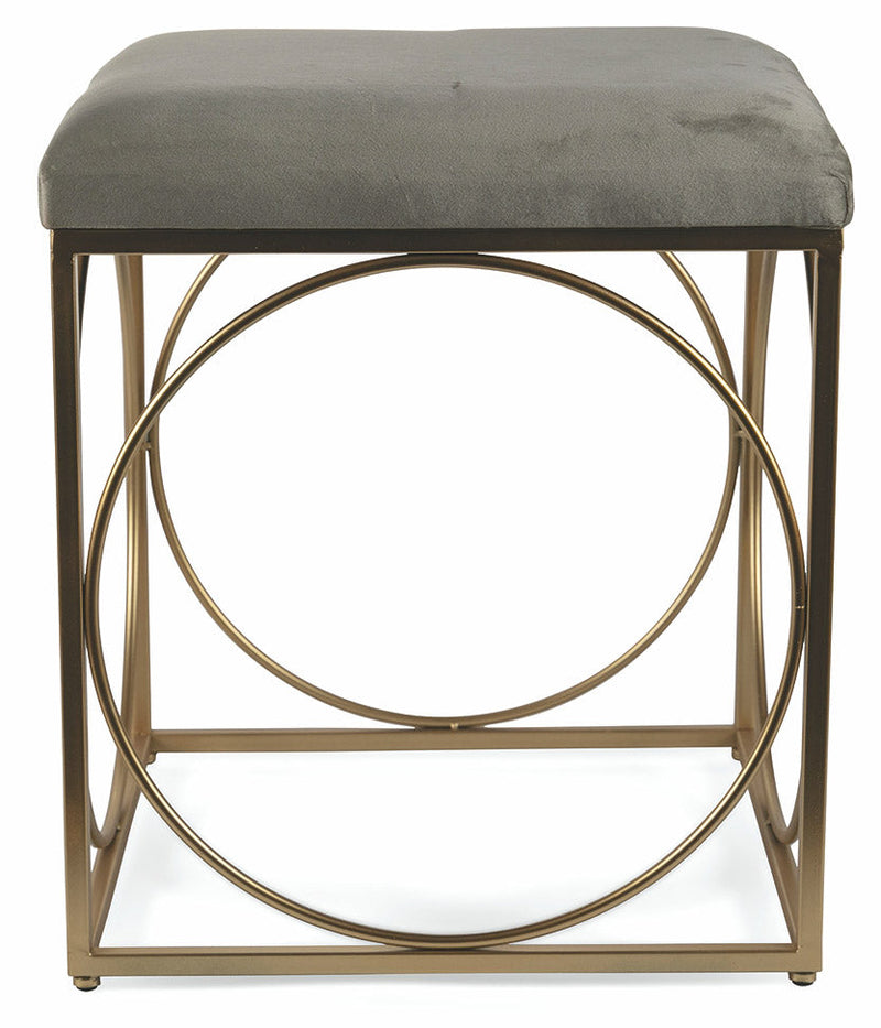 Sgabello Quadrato 40x40x46 cm in Ferro e Velluto Soriani Tortora