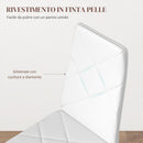 Set 2 Sedie 41x50x97 cm con Schienale Alto in Finta Pelle e Acciaio Bianco 