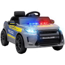Auto Elettrica Polizia per Bambini 3-6 Anni 12 V 98x60x45 cm con Telecomando Sirena e Musica in PP Grigio      