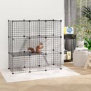 Recinto per Animali Modulabile 105x45x105 cm con 31 Pannelli 2 Porte e 2 Rampe in Acciaio e PP Nero  