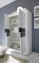 Mobile Alto da Salotto 4 Porte 102x43x162cm TFT  Basic Bianco Lucido Quercia Wengè