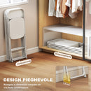 Set 4 Sedie Pieghevoli 45x49x79,5 cm con Fori di Drenaggio in Plastica e Metallo Bianco      