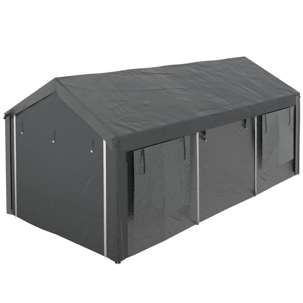 Gazebo per Auto e Feste con Altezza Regolabile 4 Porte e 4 Finestre 6x3m Grigio Scuro prezzo