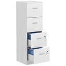 Cassettiera per Ufficio a 4 Cassetti 40x42x130,8 cm con 2 Serrature e Barra Portadocumenti in Legno Bianco 