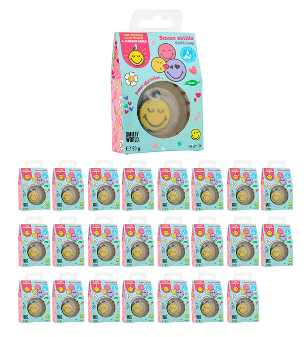 sconto Set 24 Saponette Smiley per Bambini 80 gr con Sorpresa Portachiavi Interno