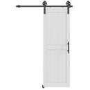 Porta Scorrevole in Stile Country 71,5x213,4 cm con Binario e Maniglia in Legno e Acciaio Bianco e Nero      