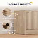 Portaciotole per Cani 60x30x35,5 cm con 2 Ciotole da 2L in Acciaio Inox e Armadietto Inferiore in Legno Rovere      