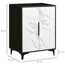 Mobile Multiuso 2 Ante 60x41,5x80 cm in MDF e Acciaio Nero e Bianco