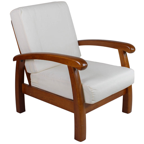 prezzo Fauteuil en bois avec coussins 66x85x83cm Vandi Crème