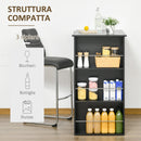 Tavolo Alto da Bar 112x57x106 cm con Mensole in Legno Nero