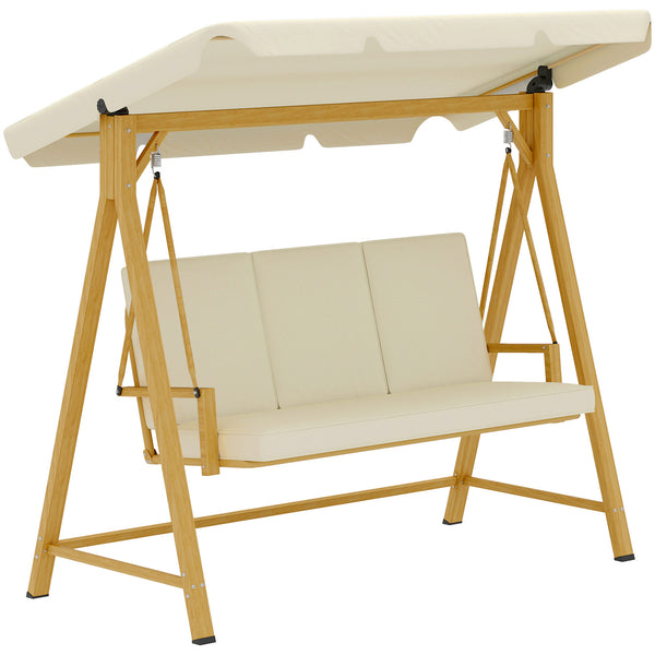 online Dondolo da Giardino 3 Posti 195x120x170 cm con Tettuccio Regolabile Beige