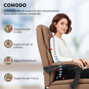 Sedia da Ufficio Reclinabile 65x67x111-119 cm con Poggiapiedi e Rotelle in Finta Pelle Marrone      