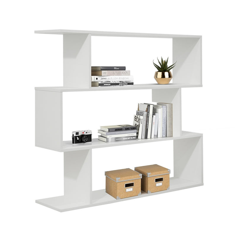 Libreria Moderna 3 Ripiani  110x97x25 cm in Legno Melaminico Bianco Opaco
