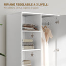 Armadio Moderno 80x50x124 cm Appendiabiti Cassetti e Mensole in Truciolare Bianco   
