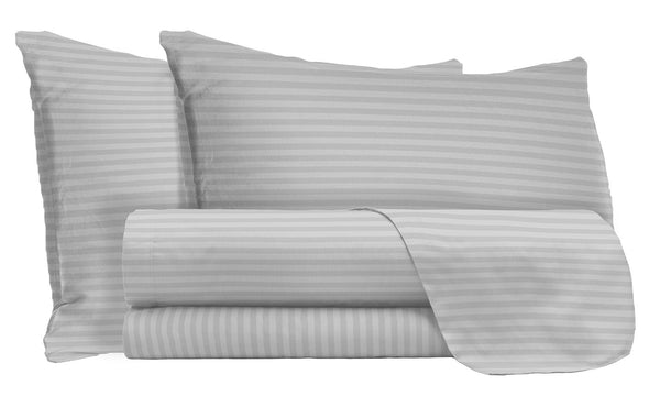 Parure de lit double dessus et dessous et taies d'oreiller en satin de polyester gris acquista