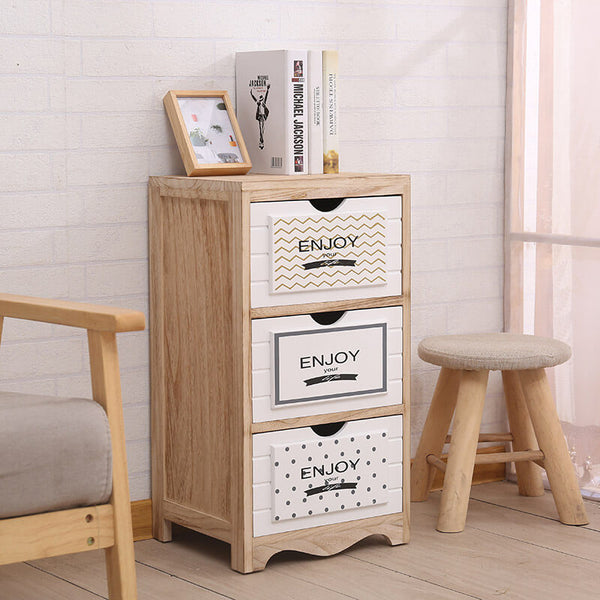 Commode 3 Tiroirs en Bois Massif 35x30x65,5 cm Fumer Doris sconto