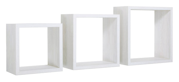 sconto Set 3 Mensole da Parete Cubo in Fibra di Legno Incubo Rovere Sbiancato