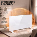 Stufa Elettrica 2000 W Termoconvettore 87x21,5x44,5 cm da Parete e Terra Compatibile con Alexa e Google Home Bianco      