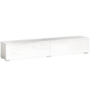 Mobile Porta TV fino a 75" Sospeso 180x33x30 cm con Ante a Pressione in Legno Bianco Lucido      