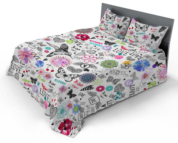 Parure de lit double avec taies d'oreiller imprimées et en microfibre online