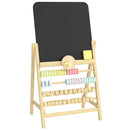 Lavagna per Bambini 2+ Anni 38x26x66 cm Cancellabile con Cavalletto Orologio Abaco e Cancellino in Legno di Pino Color Legno      