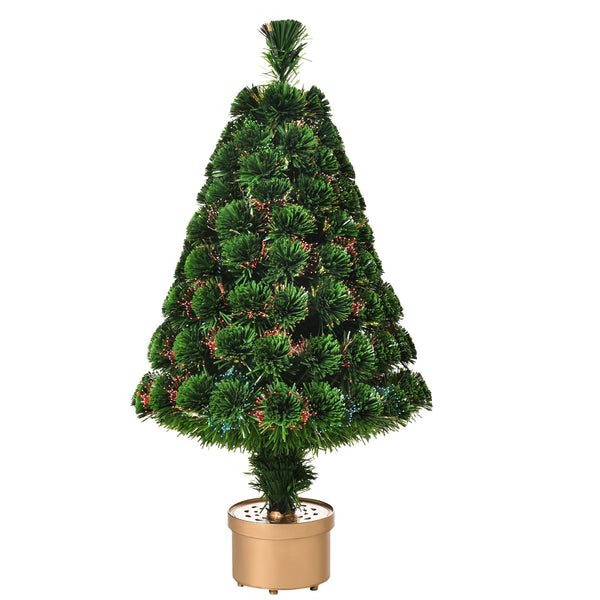 Sapin de Noël Artificiel 90 cm 95 Branches Fibre Optique Multicolore Vert prezzo