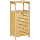 Mobiletto Bagno con Cesto Bucato 40x30x86,5 cm in MDF e Bambù Naturale