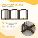 Cancelletto per Cani Pieghevole a 3 Sezioni 154,5x29,5x61 cm in Legno Caffè  