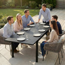 Tavolo da Giardino Allungabile 225x85x75 cm per 6-8 persone in Alluminio con Piano a Doghe Nero      