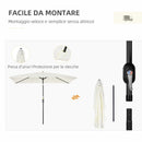 Ombrellone Rettangolare 2x3 m Pieghevole e Regolabile in Alluminio e Poliestere Bianco Crema   