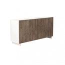 Credenza Carlile Bianco e Rovere Chiaro 150x40x76 h cm in Truciolare bilaminato Rovere grigio
