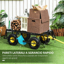 Carrello da Giardino 104x54x51 cm Capacità 200 kg con Pareti Laterali Rimovibili in Acciaio Nero e Giallo 