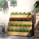 Fioriera Rialzata a 4 Livelli 75x57x60,5 cm con Fori di Drenaggio e Tessuto non Tessuto in Legno di Abete   