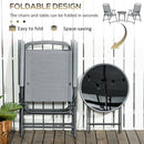Set Tavolino e 2 Sedie Pieghevoli da Giardino  in Metallo Grigio Chiaro