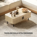 Tavolino da Soggiorno con Ante Scorrevoli 100x55x40 cm in Legno Canettato Rovere e Nero  