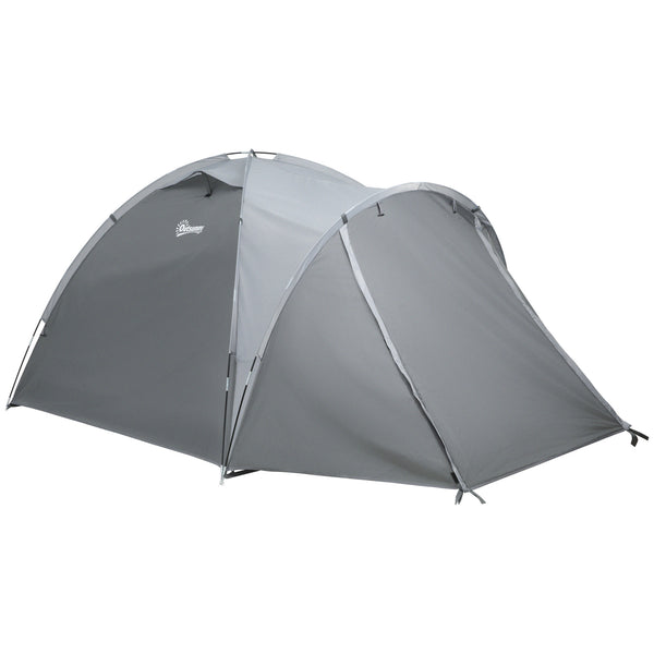 Tenda da Campeggio a Cupola per 2 Persone Estensibile 350x220x145 cm con 4 Porte e 3 Finestre Grigio acquista