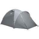 Tenda da Campeggio a Cupola per 2 Persone Estensibile 350x220x145 cm con 4 Porte e 3 Finestre Grigio