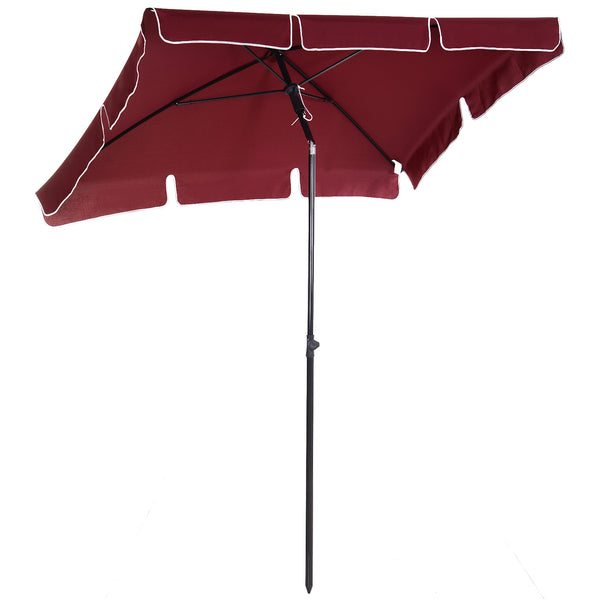 Ombrellone da Giardino Rettangolare e Regolabile 198x130x245 cm In Alluminio Rosso Vino sconto