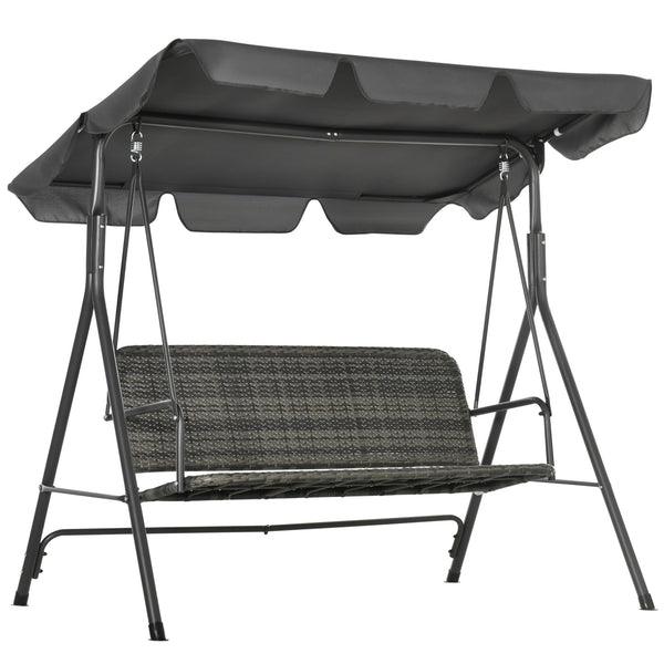 online Dondolo da Giardino 3 Posti 167x112x153 cm con Tettuccio Regolabile in Rattan PE Grigio Scuro
