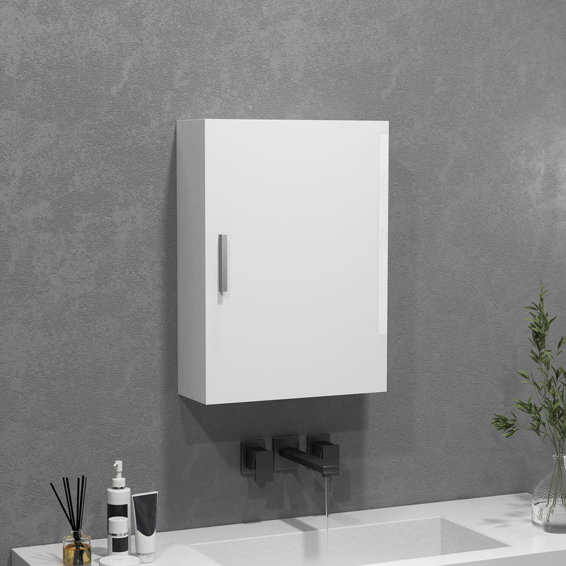 Armadietto Bagno da Parete 40x15x55 cm con 3 Ripiani Regolabili in Vetro in Legno Bianco   