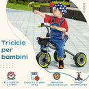 Triciclo per Bambini 70,5x50x58 cm con Seduta Regolabile e Campanello Nero  