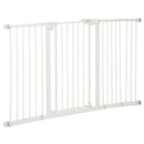 Cancelletto di Sicurezza per Animali Domestici 3 Estensioni Regolabile 74-148cm Chiusura Automatica Bianco