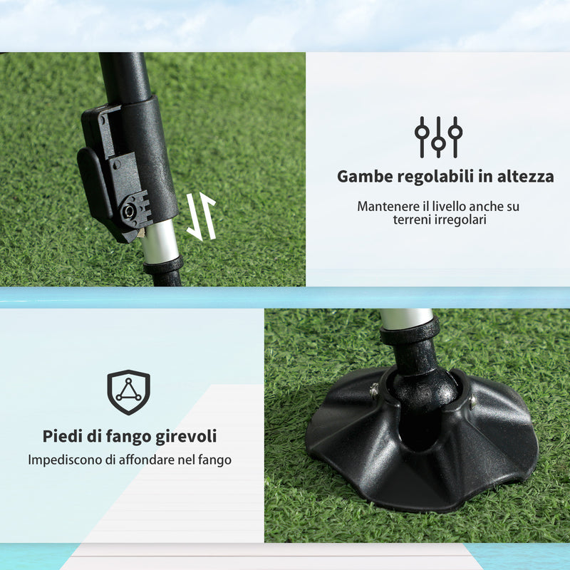 Sedia da Pesca Pieghevole con Poggiapiedi Rimovibile 140x81x63 cm in Poliestere e Acciaio Nero e Verde