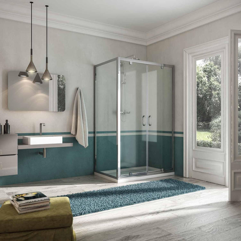 Box Doccia Rettangolare 2 Ante Battenti In Cristallo H185 Fosterberg Koge Duo