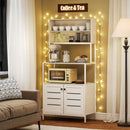 Credenza Cucina Mobile Dispensa 80x42x171 cm in Legno e Acciaio Bianco  