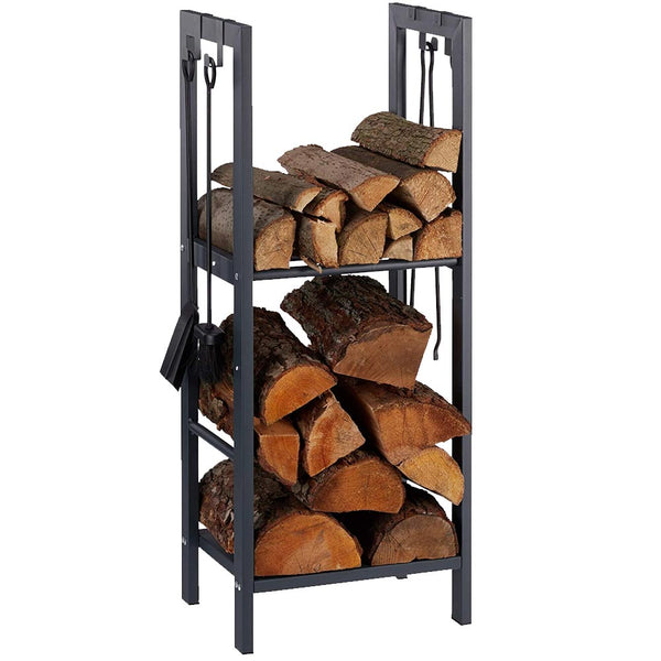 prezzo Portalegna Scaffale Metallo Porta Legna 2 Ripiani Legnaia Camino Stufa 100x40x30
