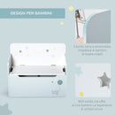 Panca Contenitore Portagiochi con Schienale in Legno 60x30x50 cm Azzurro  