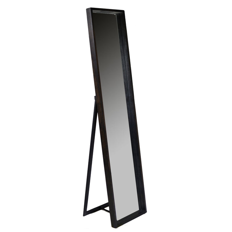 Specchio da Terra in Legno 40H170cm Marrone e Nero