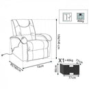 Poltrona Relax Elettrica Reclinabile 72x95/182x106/145 h cm in Similpelle Beige
